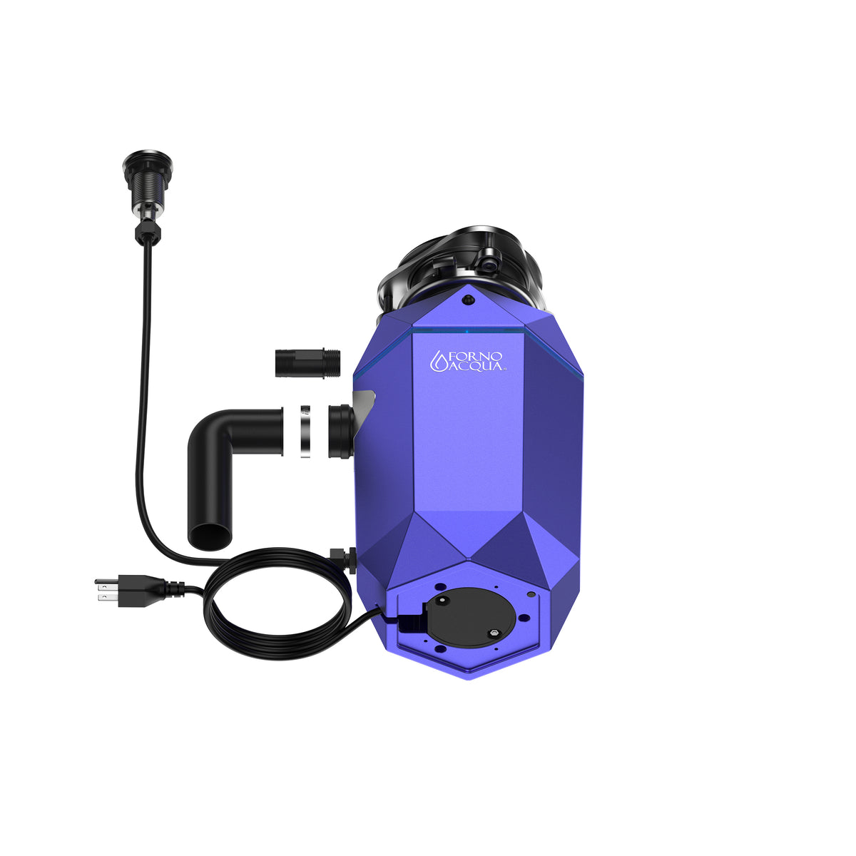 FORNO ACQUA BrightDIAMOND Amethyst 1HP Super Quiet Garbage Disposal Corded with Motion Sensor Cabinet Light & Pre-Wired Air Switch