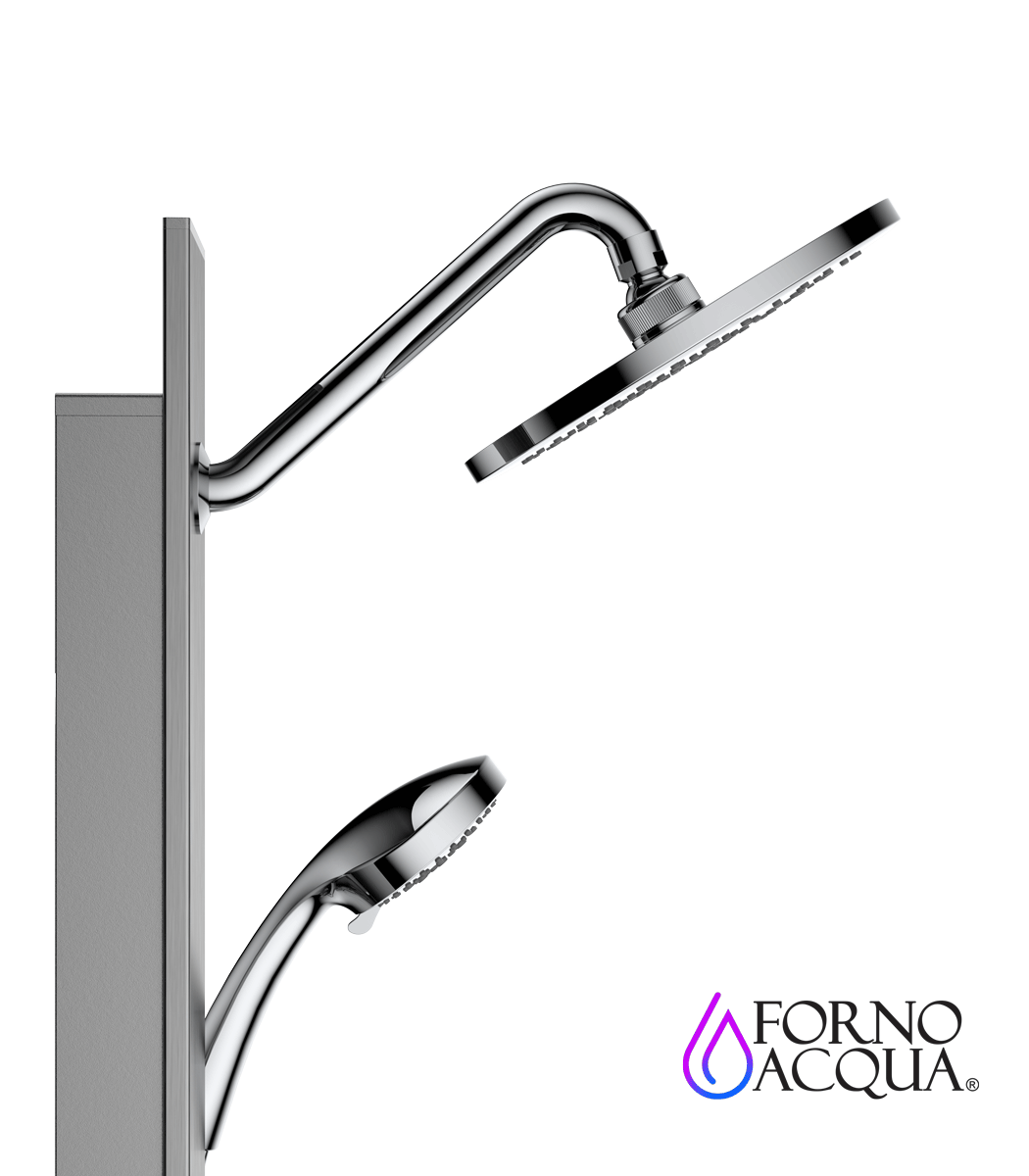 FORNO ACQUA AcquaSPA 9 in. Rain Shower, 5-Function Handheld & 3 Body Jet. Brushed Nickel 2.5 GPM