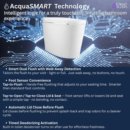 FORNO ACQUA Smart Bidet Toilet - Elite Bidet Wash, Auto Seat/Lid, Heated Seat AcquaSMART Dual Flush	 Dryer, Foot Sensor