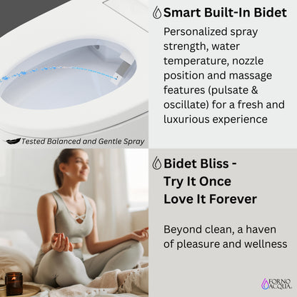 FORNO ACQUA Smart Bidet Toilet - Elite Bidet Wash, Auto Seat/Lid, Heated Seat AcquaSMART Dual Flush	 Dryer, Foot Sensor