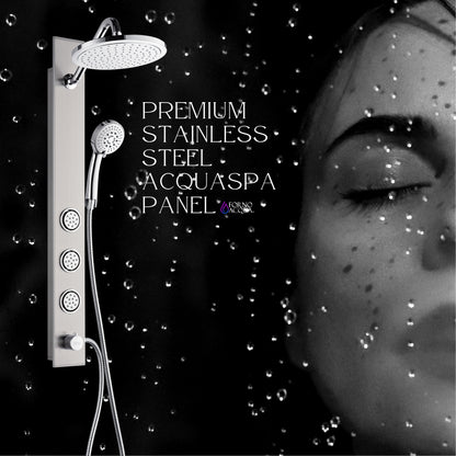 FORNO ACQUA AcquaSPA 9 in. Rain Shower, 5-Function Handheld & 3 Body Jet. Brushed Nickel 2.5 GPM