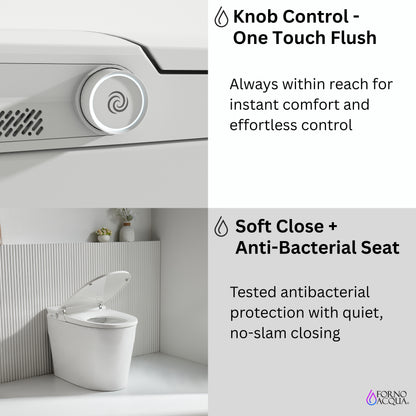 FORNO ACQUA Smart Toilet - Standard Simple Walk-Away AcquaSMART Dual Flush Ideal for Powder Rooms