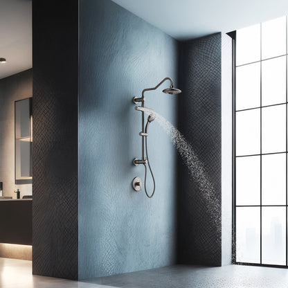 ACQUA FORNO AcquaFALL 6-Function Shower Head, 5-Function Handheld & 3-Function Waterfall Body Jet. Black, 2.5 GPM