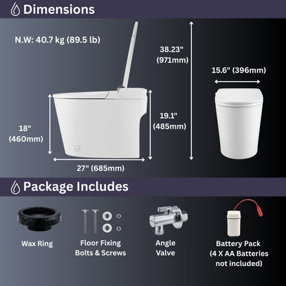 FORNO ACQUA Smart Toilet -Premium B	Auto Seat/Lid, Heated Seat AcquaSMART Dual Flush Foot Sensor