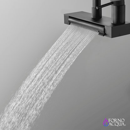 FORNO ACQUA  Black 4 function pull-Down Waterfall Kitchen Faucet