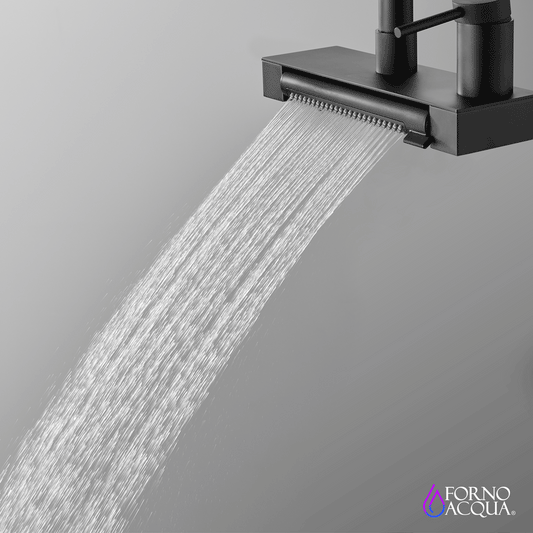 FORNO ACQUA Black 4 Function Waterfall  Pull-Down Kitchen Faucet