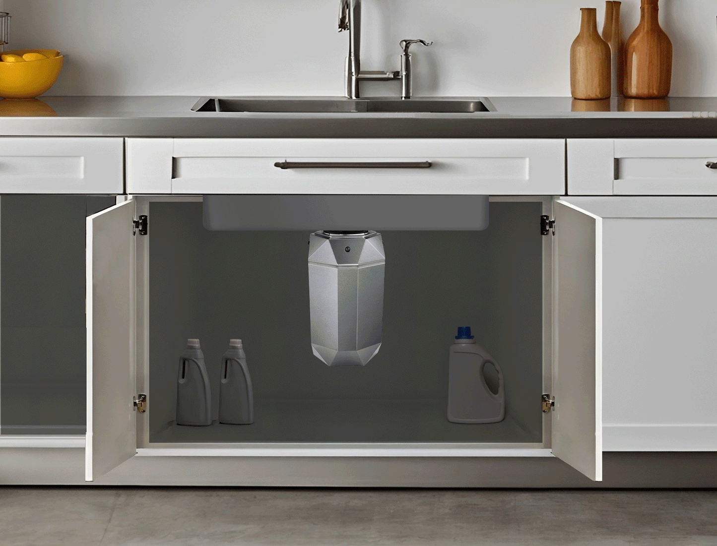 FORNO ACQUA BrightDIAMOND Black Onyx 1HP Super Quiet Garbage Disposal Corded with Motion Sensor Cabinet Light & Pre-Wired Air Switch