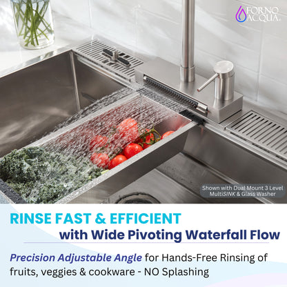 FORNO ACQUA Stainless Steel 4 Function  Pull-Down Waterfall Kitchen Faucet