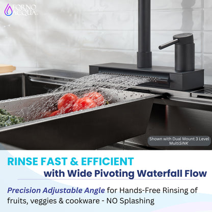 FORNO ACQUA  Black 4 function pull-Down Waterfall Kitchen Faucet