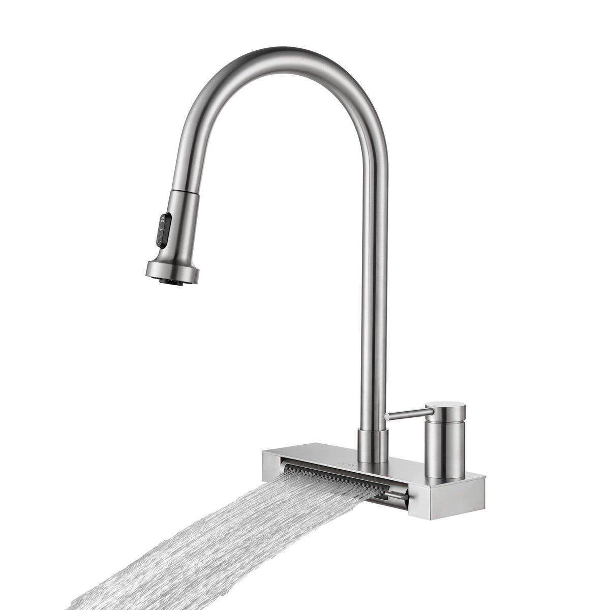 FORNO ACQUA Stainless Steel 4 Function Waterfall  Pull-Down Kitchen Faucet Brushed Nickel