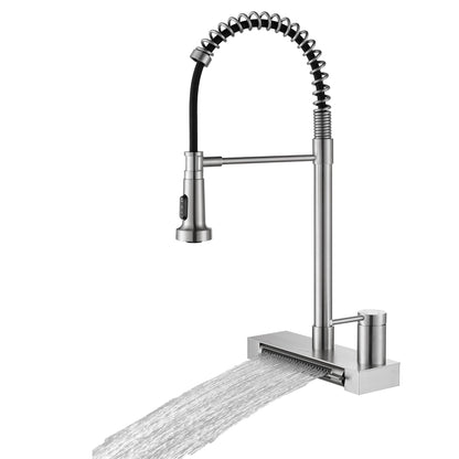 FORNO ACQUA Stainless Steel 4 Function  Pull-Down Waterfall Kitchen Faucet
