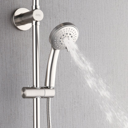FORNO ACQUA 9 in. Rain Shower, 5-Function Handheld & 3 Directional Body Jet Shower System with Sliding Bar. Brushed Nickel 2.5 GPM