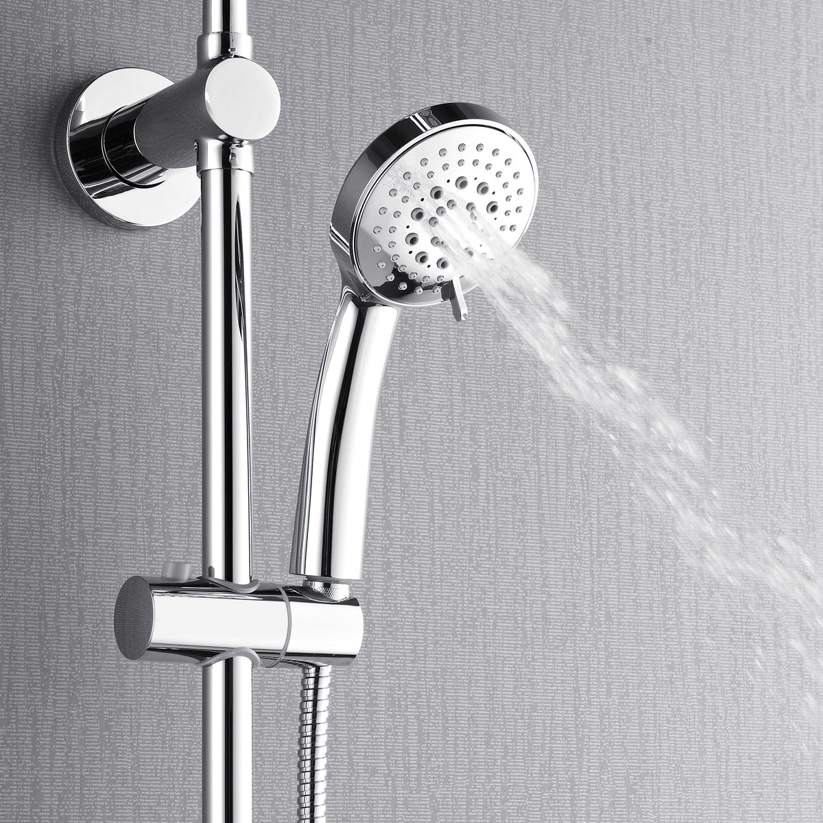 FORNO ACQUA 9 in. Rain Shower, 5-Function Handheld & 3 Directional Body Jet Shower System with Sliding Bar. Brushed Nickel 2.5 GPM