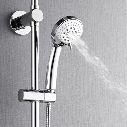 FORNO ACQUA 9 in. Rain Shower, 5-Function Handheld & 3 Directional Body Jet Shower System with Sliding Bar. Brushed Nickel 2.5 GPM