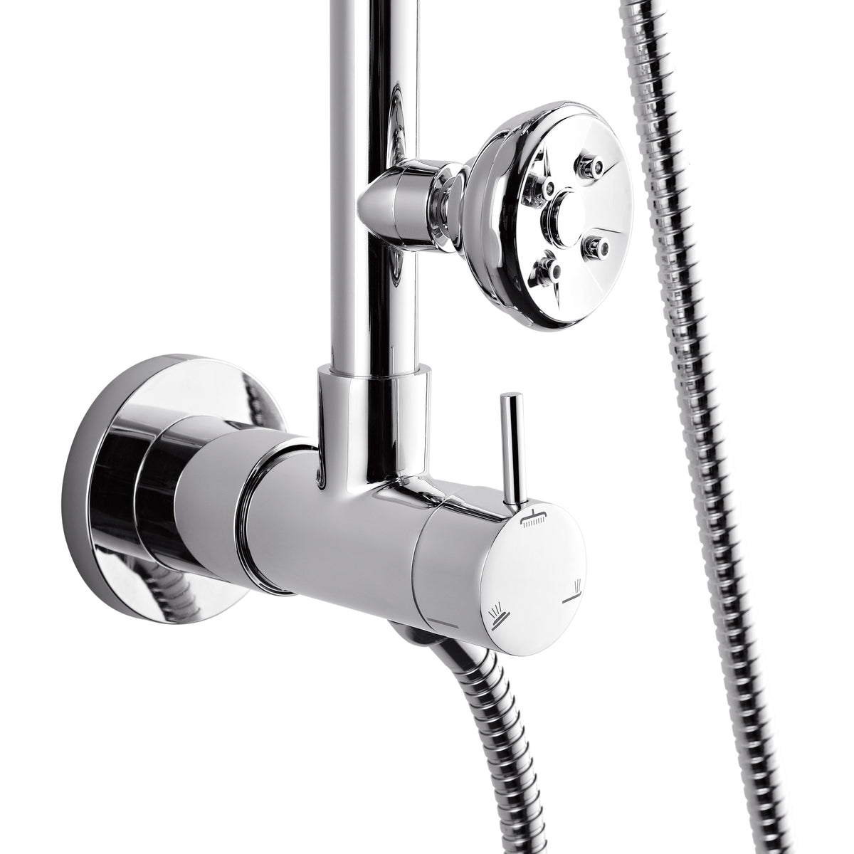 FORNO ACQUA 9 in. Rain Shower, 5-Function Handheld & 3 Directional Body Jet Shower System with Sliding Bar. Polished Chrome 1.8 GPM