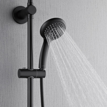 FORNO ACQUA 8in. 6-Function Rain Shower, 5-Function Handheld & 3 Directional Body Jet Shower System with Sliding Bar. Black 2.5 GPM