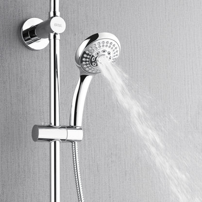 FORNO ACQUA 8in. 6-Function Rain Shower, 5-Function Handheld & 3 Directional Body Jet Shower System with Sliding Bar. Polished Chrome 1.8 GPM