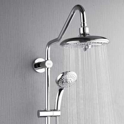 FORNO ACQUA 8in. 6-Function Rain Shower, 5-Function Handheld & 3 Directional Body Jet Shower System with Sliding Bar. Polished Chrome 2.5 GPM