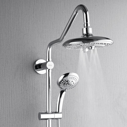 FORNO ACQUA 8in. 6-Function Rain Shower, 5-Function Handheld & 3 Directional Body Jet Shower System with Sliding Bar. Polished Chrome 2.5 GPM