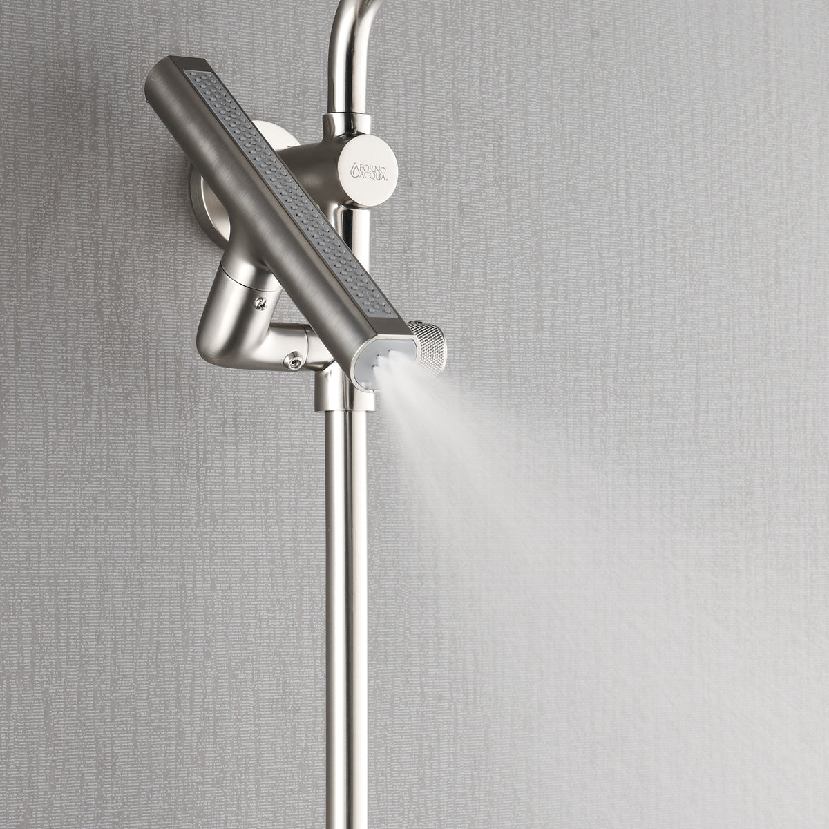 FORNO ACQUA AcquaFALL 9-in Shower Head, 5-Function Handheld & 3-Function Waterfall Body Jet. Brushed Nickel 2.5 GPM