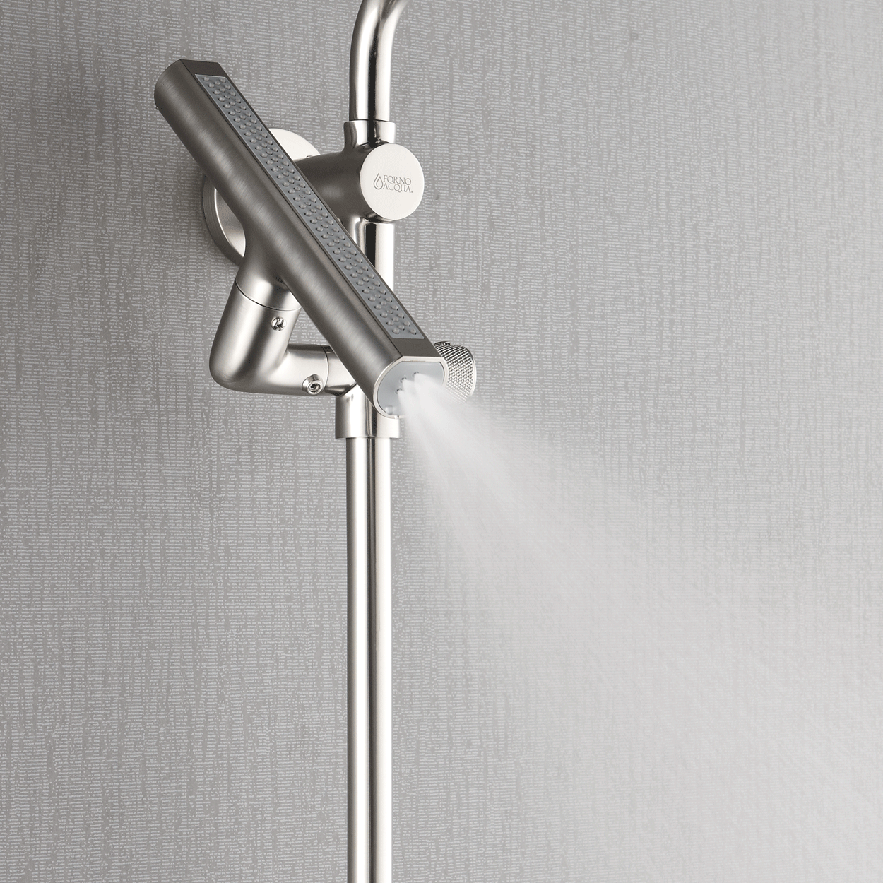 FORNO ACQUA AcquaFALL 9-in Shower Head, 5-Function Handheld & 3-Function Waterfall Body Jet. Brushed Nickel 2.5 GPM