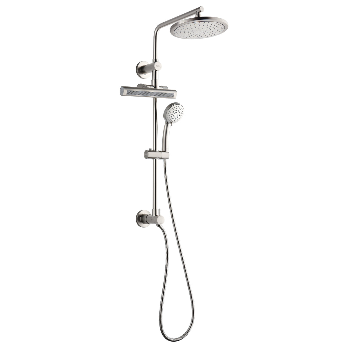 FORNO ACQUA AcquaFALL 9-in Shower Head, 5-Function Handheld & 3-Function Waterfall Body Jet. Brushed Nickel 2.5 GPM