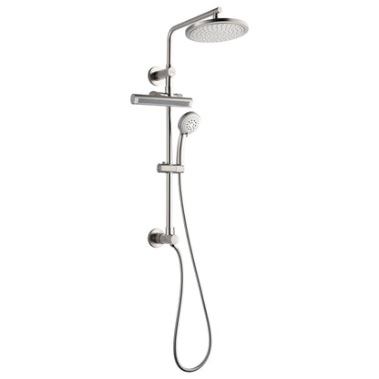FORNO ACQUA AcquaFALL 9-in Shower Head, 5-Function Handheld & 3-Function Waterfall Body Jet. Brushed Nickel 2.5 GPM