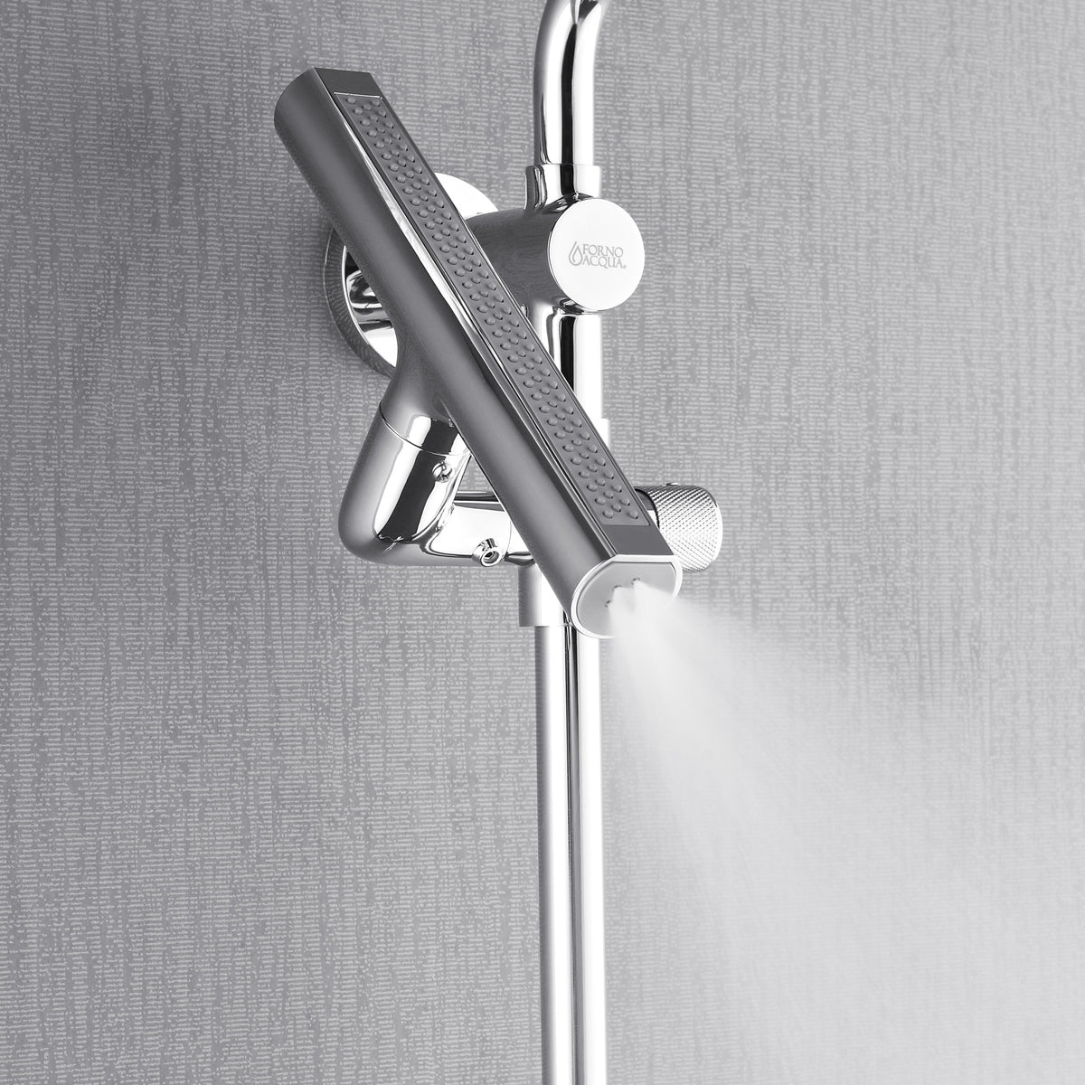 FORNO ACQUA AcquaFALL 9-in Shower Head, 5-Function Handheld & 3-Function Waterfall Body Jet. Polished Chrome, 2.5 GPM