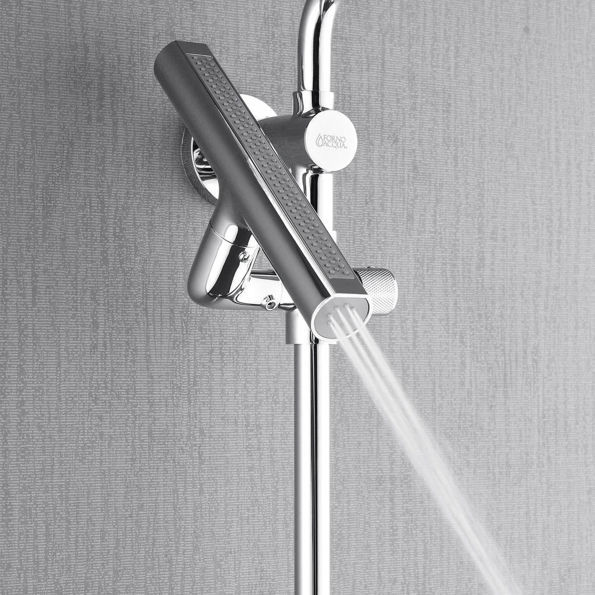 FORNO ACQUA AcquaFALL 9-in Shower Head, 5-Function Handheld & 3-Function Waterfall Body Jet. Polished Chrome, 2.5 GPM
