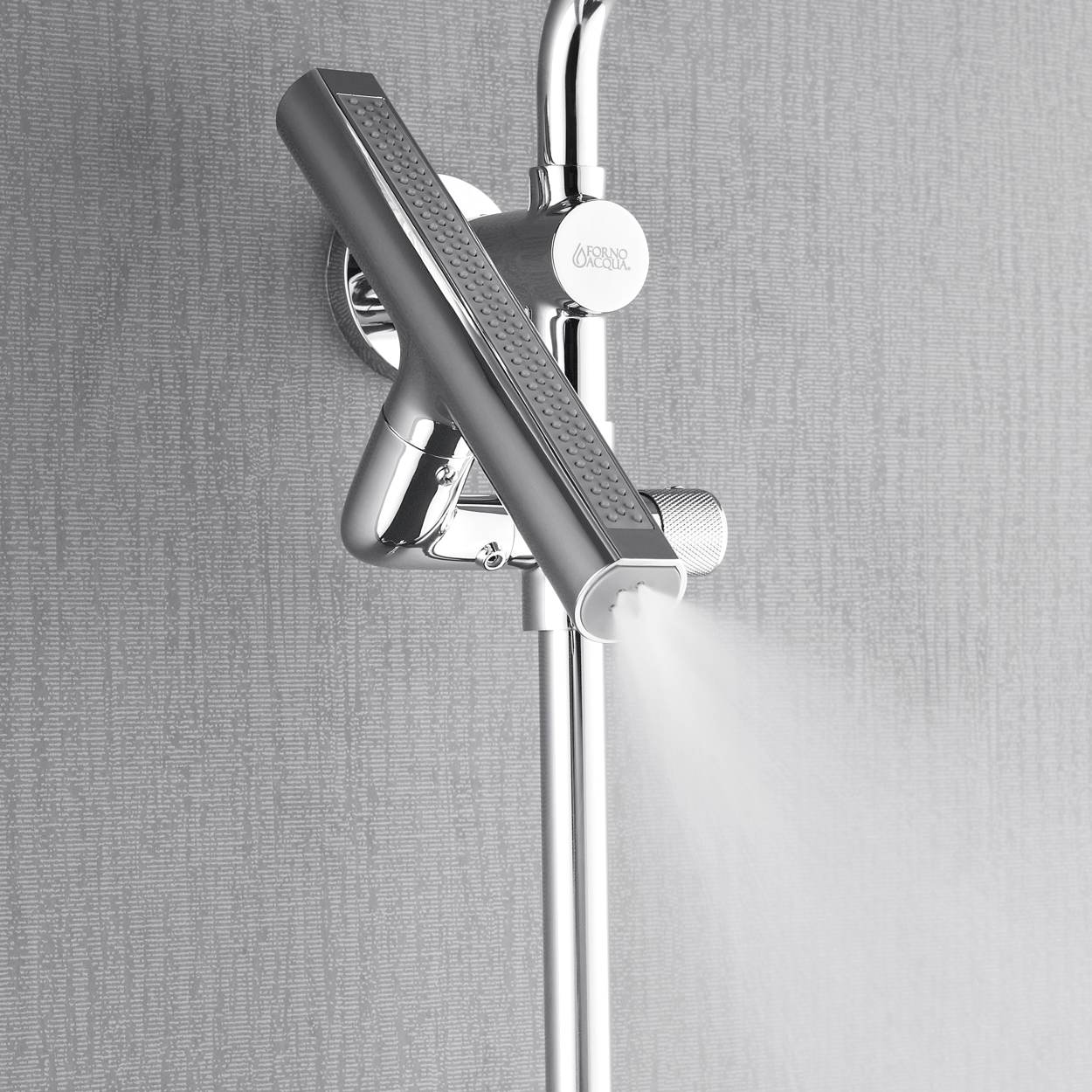 FORNO ACQUA AcquaFALL 9-in Shower Head, 5-Function Handheld & 3-Function Waterfall Body Jet. Polished Chrome, 1.8 GPM
