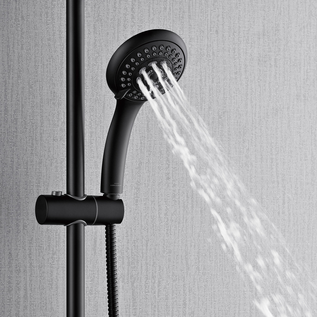 ACQUA FORNO AcquaFALL 6-Function Shower Head, 5-Function Handheld & 3-Function Waterfall Body Jet. Black, 2.5 GPM