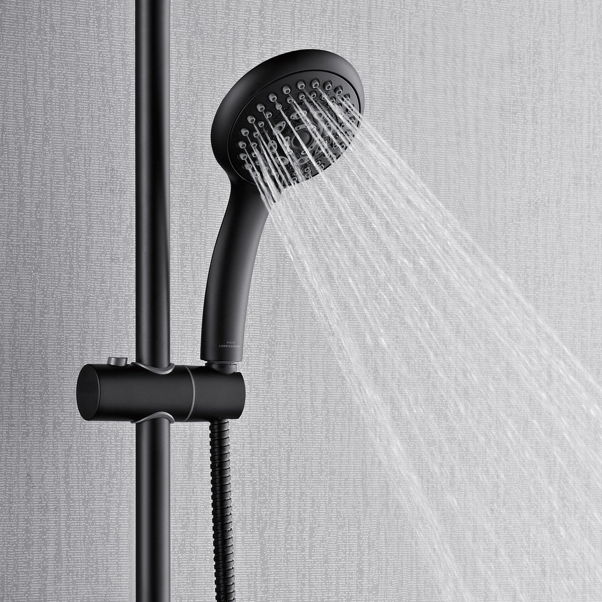 ACQUA FORNO AcquaFALL 6-Function Shower Head, 5-Function Handheld & 3-Function Waterfall Body Jet. Black, 2.5 GPM