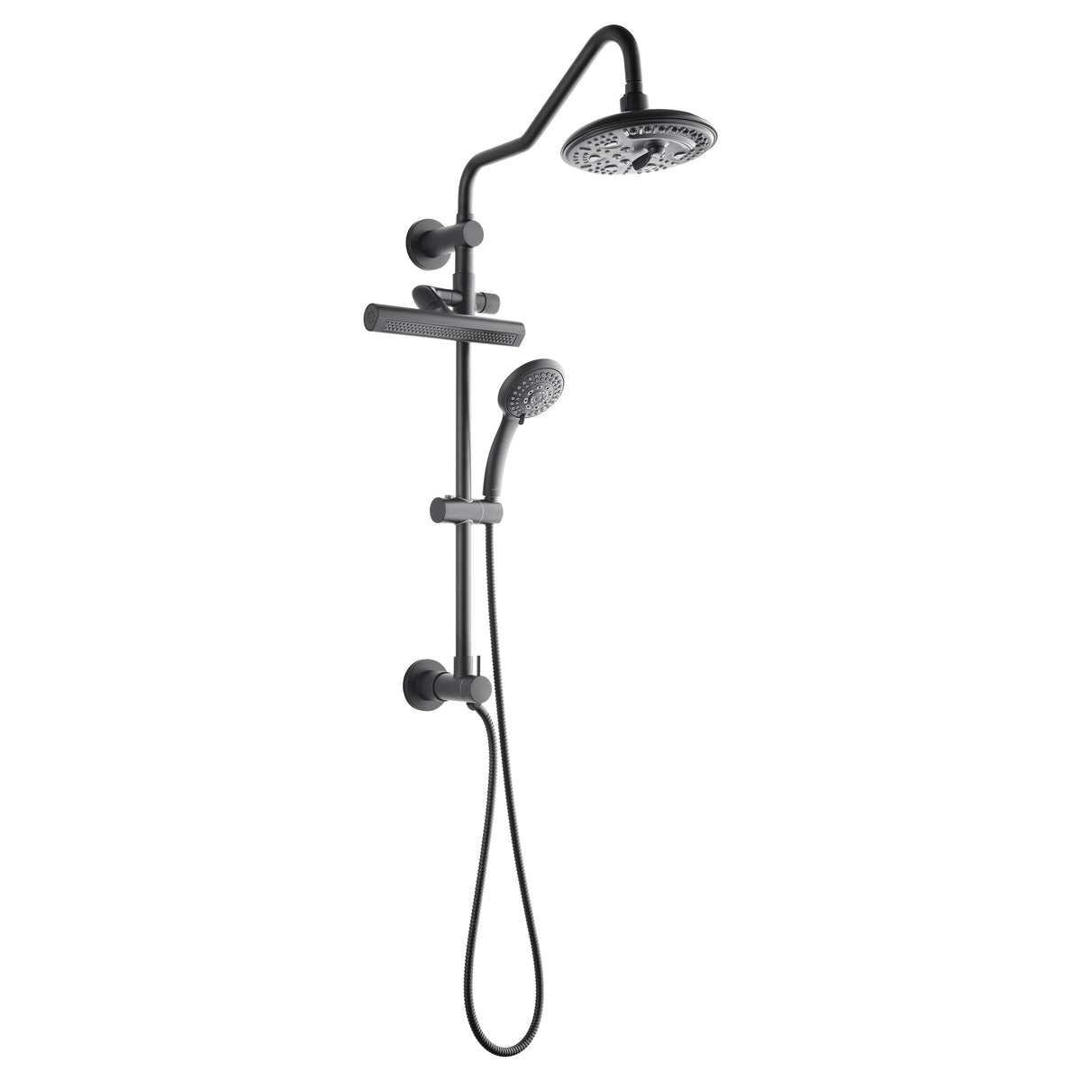 ACQUA FORNO AcquaFALL 6-Function Shower Head, 5-Function Handheld & 3-Function Waterfall Body Jet. Black, 2.5 GPM