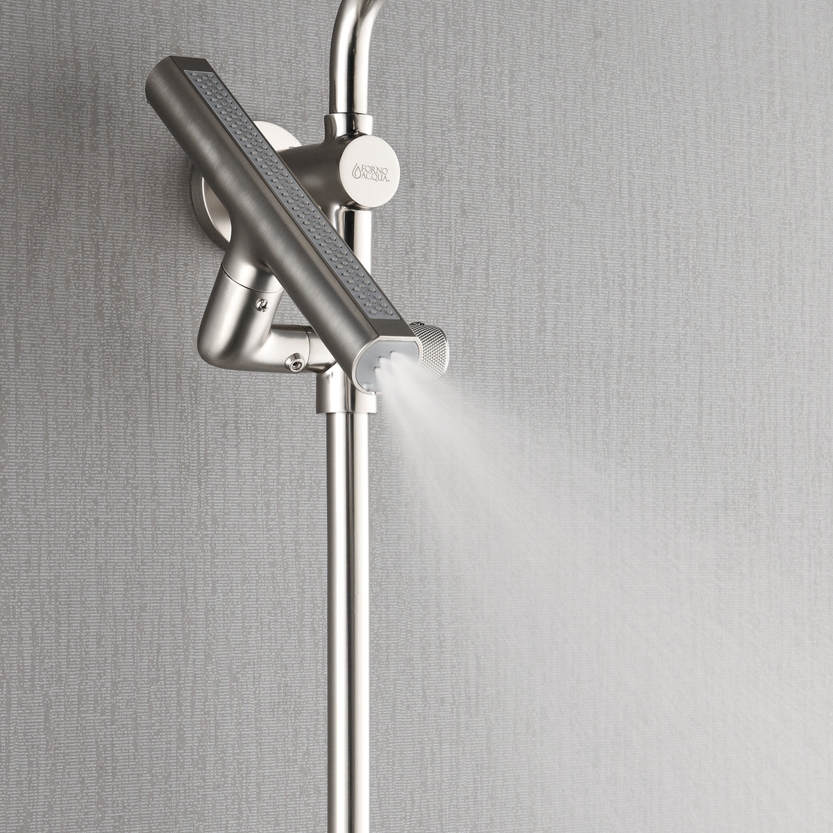 FORNO ACQUA AcquaFALL 6-Function Shower Head, 5-Function Handheld & 3-Function Waterfall Body Jet. Brushed Nickel, 2.5 GPM