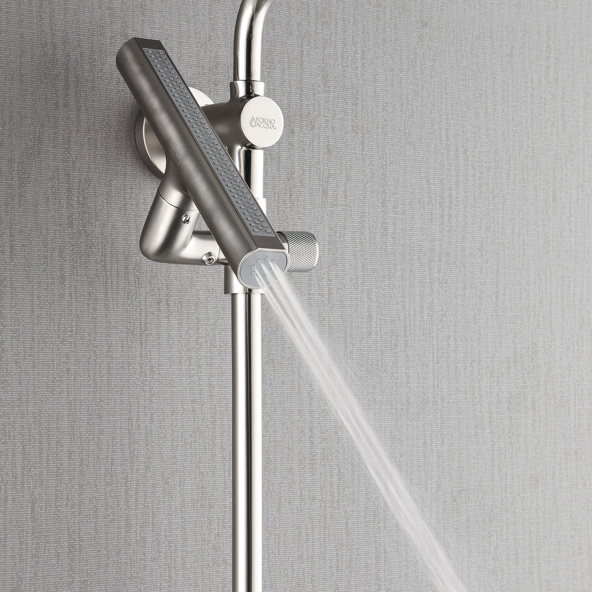FORNO ACQUA AcquaFALL 6-Function Shower Head, 5-Function Handheld & 3-Function Waterfall Body Jet. Brushed Nickel, 2.5 GPM