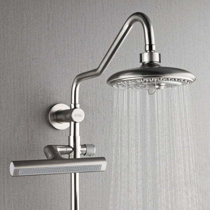 FORNO ACQUA AcquaFALL 6-Function Shower Head, 5-Function Handheld & 3-Function Waterfall Body Jet. Brushed Nickel, 1.8 GPM