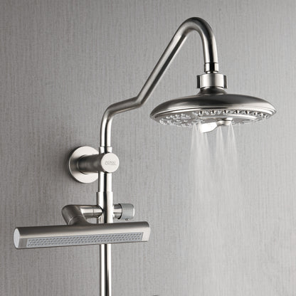 FORNO ACQUA AcquaFALL 6-Function Shower Head, 5-Function Handheld & 3-Function Waterfall Body Jet. Brushed Nickel, 1.8 GPM