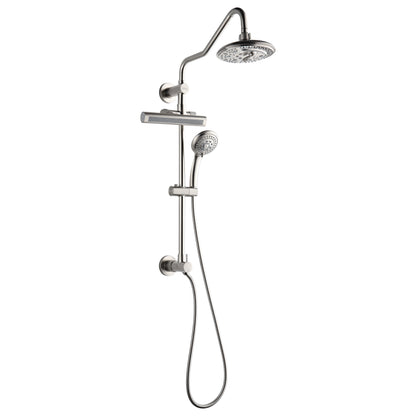 FORNO ACQUA AcquaFALL 6-Function Shower Head, 5-Function Handheld & 3-Function Waterfall Body Jet. Brushed Nickel, 1.8 GPM
