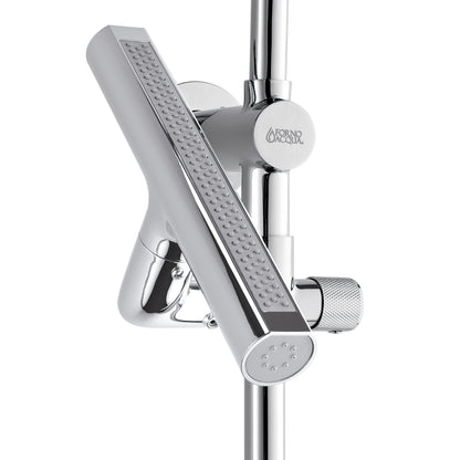 FORNO ACQUA AcquaFALL 6-Function Shower Head, 5-Function Handheld & 3-Function Waterfall Body Jet. Polished Chrome, 1.8 GPM
