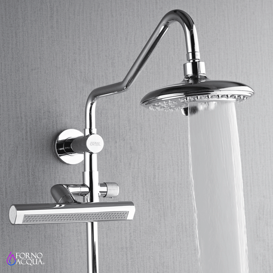 FORNO ACQUA AcquaFALL 6-Function Shower Head, 5-Function Handheld & 3-Function Waterfall Body Jet. Polished Chrome, 2.5 GPM