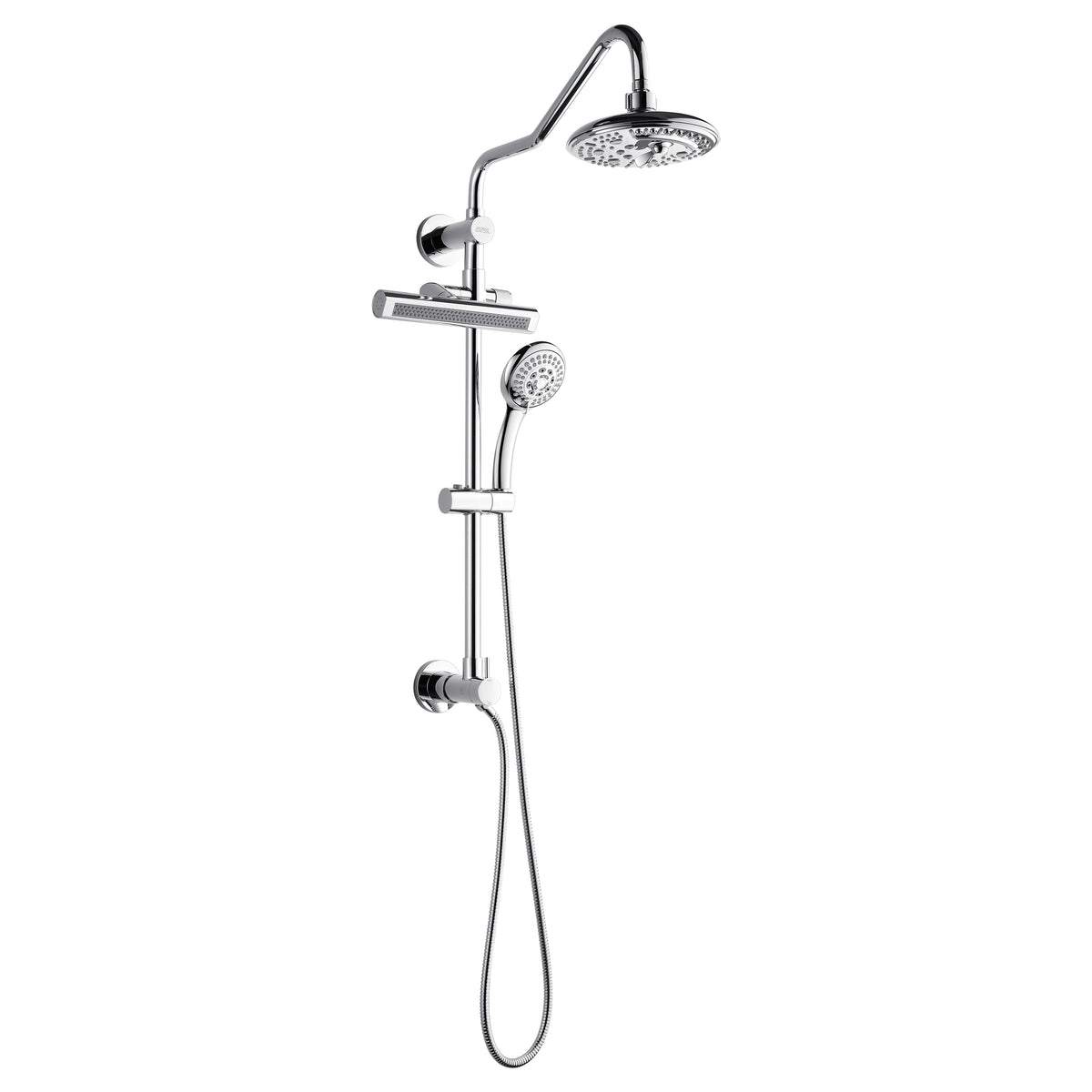 FORNO ACQUA AcquaFALL 6-Function Shower Head, 5-Function Handheld & 3-Function Waterfall Body Jet. Polished Chrome, 1.8 GPM