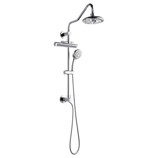 FORNO ACQUA AcquaFALL 6-Function Shower Head, 5-Function Handheld & 3-Function Waterfall Body Jet. Polished Chrome, 1.8 GPM