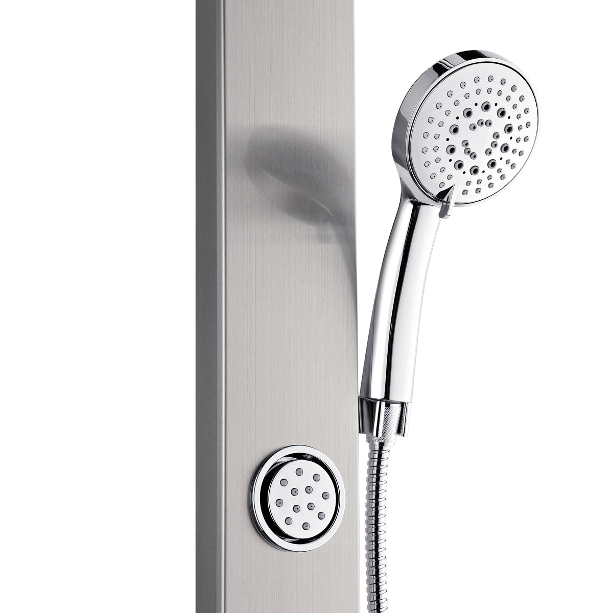 FORNO ACQUA AcquaSPA 9 in. Rain Shower, 5-Function Handheld & 3 Body Jet. Brushed Nickel 2.5 GPM
