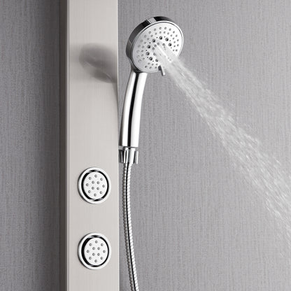 FORNO ACQUA AcquaSPA 9 in. Rain Shower, 5-Function Handheld & 3 Body Jet. Brushed Nickel 2.5 GPM