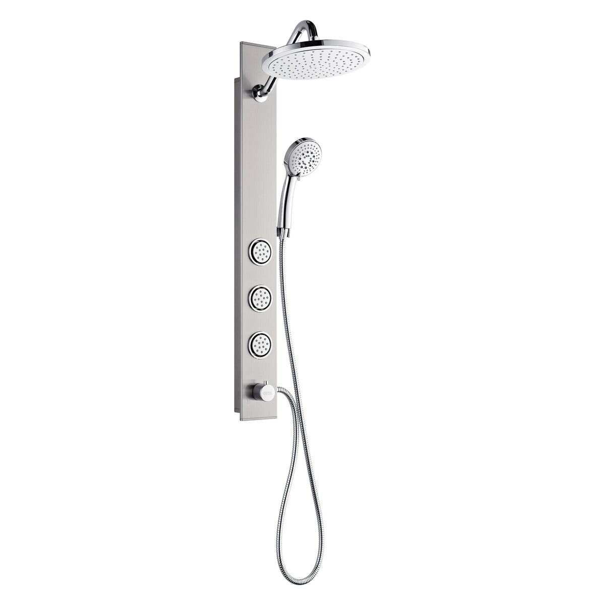 FORNO ACQUA AcquaSPA 9 in. Rain Shower, 5-Function Handheld & 3 Body Jet. Brushed Nickel 2.5 GPM