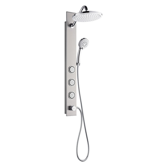 FORNO ACQUA AcquaSPA 9 in. Rain Shower, 5-Function Handheld & 3 Body Jet. Brushed Nickel 2.5 GPM