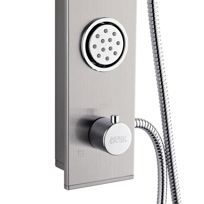 FORNO ACQUA AcquaSPA 9 in. Rain Shower, 5-Function Handheld & 3 Body Jet. Brushed Nickel 2.5 GPM