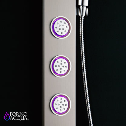 FORNO ACQUA Stainless Steel Shower Panel, 3 SensoTEMP LED Body Jets, 9 in. Rain Shower Head & 5-Function Handheld.  1.8GPM