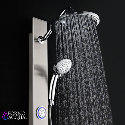 FORNO ACQUA Stainless Steel Shower Panel, 3 SensoTEMP LED Body Jets, 9 in. Rain Shower Head & 5-Function Handheld.  1.8GPM