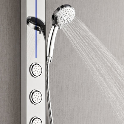 FORNO ACQUA SensoTEMP LED Mirror Shower Panel, 9 in. Rainfall Shower Head, 3 Body Jets & 5-Function Handheld. 1.8 GPM